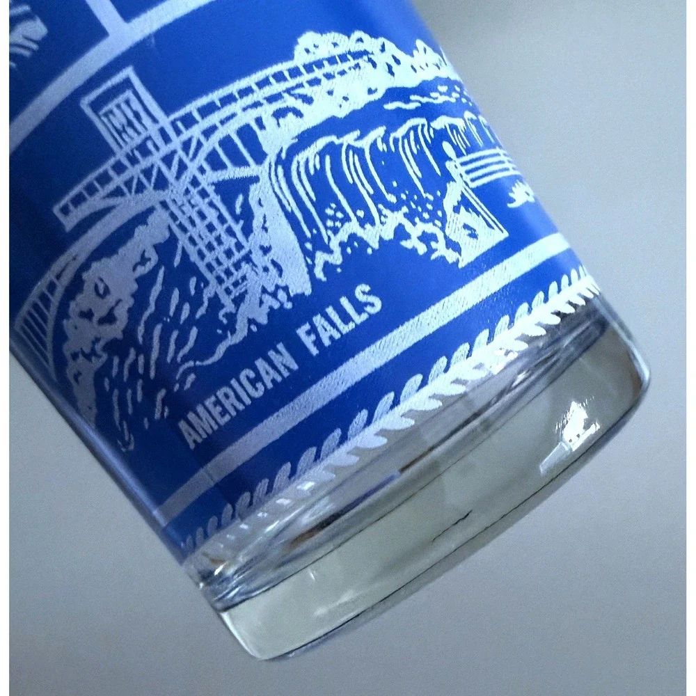 Vtg 1960s NIAGARA FALLS Landmarks State Glass Tumbler Highball Enamel Paint 5